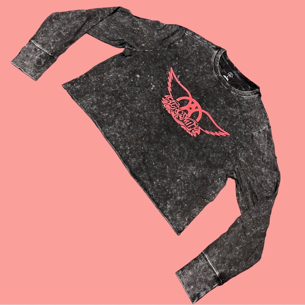 NWOT Nordstrom T&B brand Aerosmith long sleeved cropped t-shirt. Size M 🎸 - Picture 4 of 9
